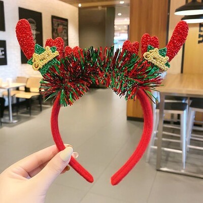 Ziemassvētku galvassega ziemeļbriežu ragi ragu ziedu matu lente ar aizdares galvassegas Jaunajam gadam bērniem pieaugušajiem Helovīna Cosplay briežu piederumi