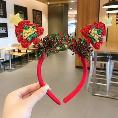 Ziemassvētku galvassega ziemeļbriežu ragi ragu ziedu matu lente ar aizdares galvassegas Jaunajam gadam bērniem pieaugušajiem Helovīna Cosplay briežu piederumi