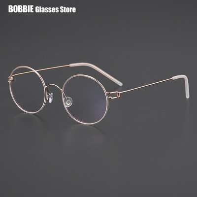 Design Danemarca Ochelari Mici Rotunzi Cadru fără șuruburi Ultra Ușoare 4g Air Pur Titanium Ochelari Bărbați Ochelari cu jantă retro Stil coreean