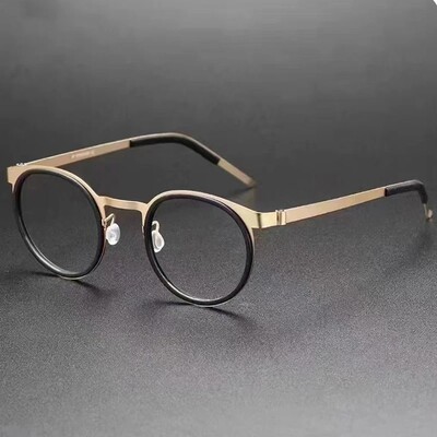 Design de marcă Danemarca Rame de ochelari Bărbați Femei Ochelari de vedere vintage rotunzi din titan Ochelari fără șuruburi Ochelari pentru miopie Optical 9704