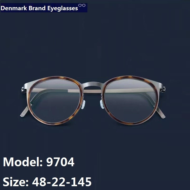 Design de marcă Danemarca Rame de ochelari Bărbați Femei Ochelari de vedere vintage rotunzi din titan Ochelari fără șuruburi Ochelari pentru miopie Optical 9704