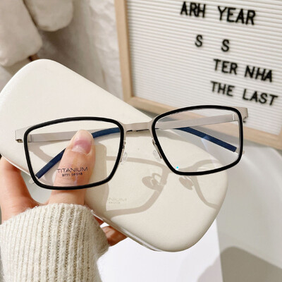 Danijos prekės ženklo reprodukcija Rankų darbo gryno titano itin lengvi akiniai be varžtų dizaino stačiakampio rėmelio verslo vyriški akiniai