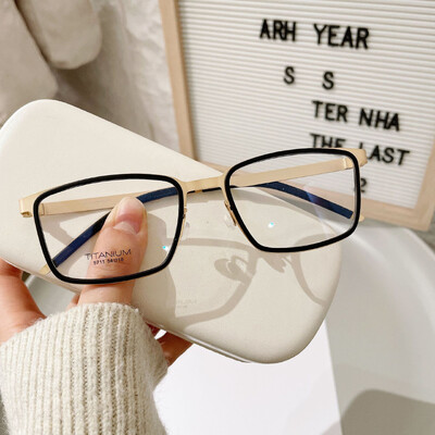 Danijos prekės ženklo reprodukcija Rankų darbo gryno titano itin lengvi akiniai be varžtų dizaino stačiakampio rėmelio verslo vyriški akiniai