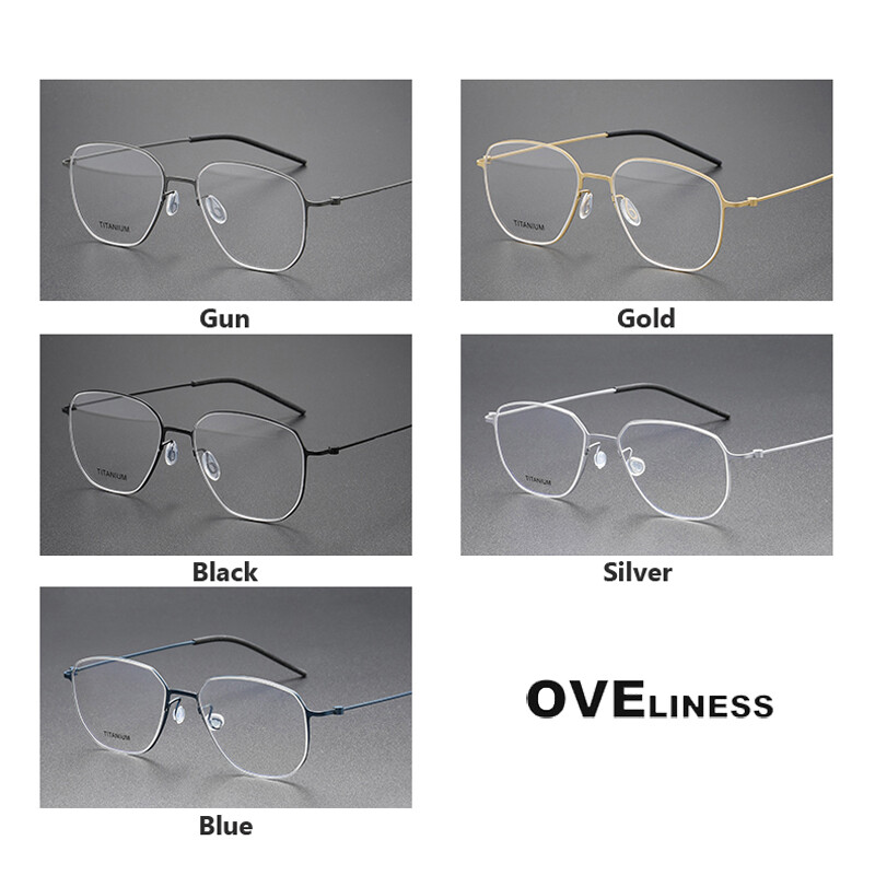 Gryno titano optiniai akinių rėmeliai, vyriški, moteriški, kvadratiniai trumparegystė, receptiniai akiniai, 2023 m., nauji vyriški metaliniai pilnai prisukami akiniai