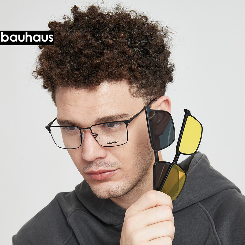 X107 Ramă de ochelari cu clipsă Ochelari de vedere cu prescripție optică cu ramă de ochelari din metal rece polarizată magnetică