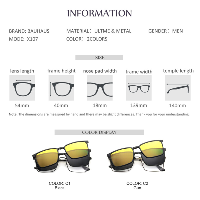 X107 Ramă de ochelari cu clipsă Ochelari de vedere cu prescripție optică cu ramă de ochelari din metal rece polarizată magnetică