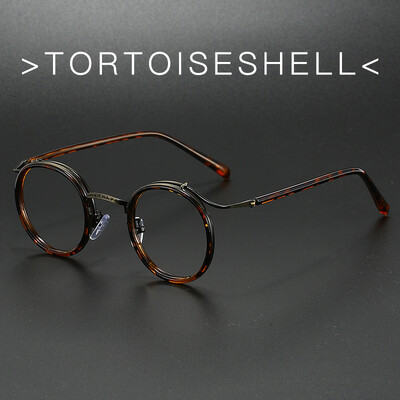 Retro prekės ženklo dizaino prabangūs apvalių rėmelių akinių rėmeliai vyrams moterims itin lengvi nerūdijančio plieno lydinio anti mėlyni šviesūs akiniai