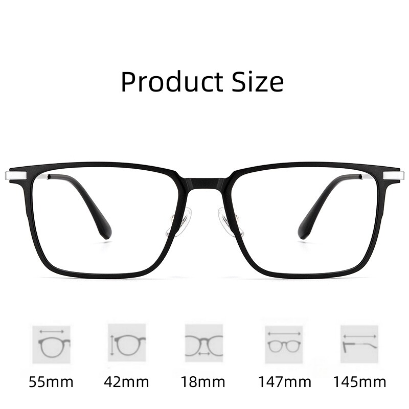 FIRADA Fashion Patogūs akiniai Retro Square Titanium Eyewear Didesnio dydžio receptinių akinių rėmelis vyrams Moterys 93006-C