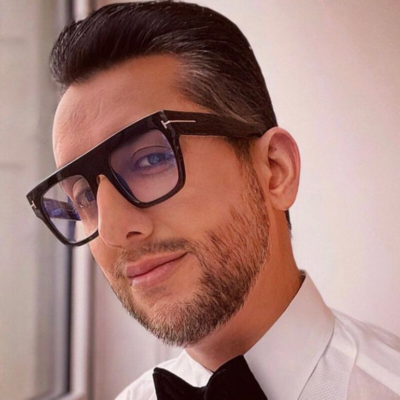 Dideli vyriški akiniai Prabangūs dizainerio kvadratiniai skaidrūs optiniai lęšiai moterims, akinių rėmeliai, apsaugantys nuo mėlynos šviesos