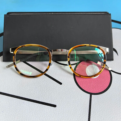 Aukštos kokybės prekės ženklo dizaino titano akinių rėmeliai, vyriški, moteriški vintažiniai apvalūs akiniai, rankų darbo neprisukami itin lengvi akiniai 9704