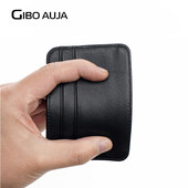 Gibo Auja - 100% piele de oaie, piele naturală, super subțire, moale, suport pentru carduri de credit, husă, organizator, portofele pentru bărbați.