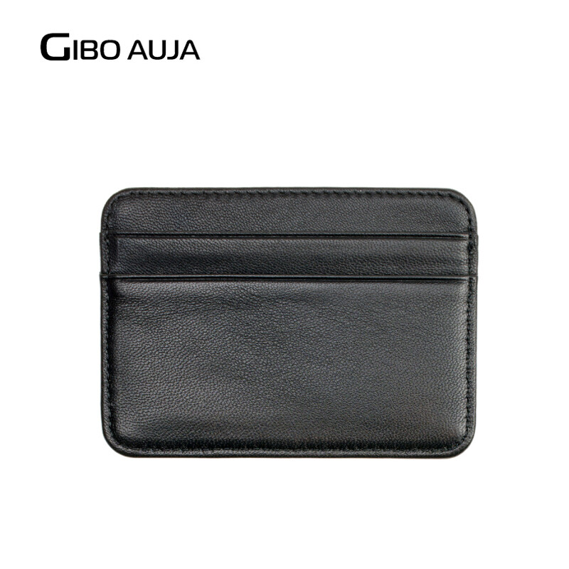 Gibo Auja - 100% piele de oaie, piele naturală, super subțire, moale, suport pentru carduri de credit, husă, organizator, portofele pentru bărbați.