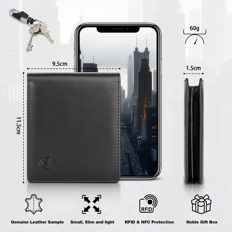 Natūralios odos piniginė vyrams klasikinė juoda minkšta piniginė, kišeninė kreditinės kortelės laikiklis