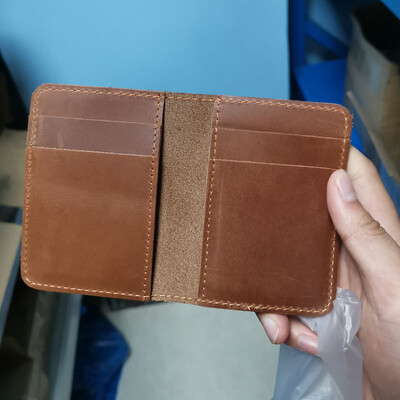 100%-ban valódi bőr hitelkártyatartós pénztárca Férfi karcsú pénztárca Kis bankkártya-tartók Férfi Retro Crazy Horse bőr pénztárca