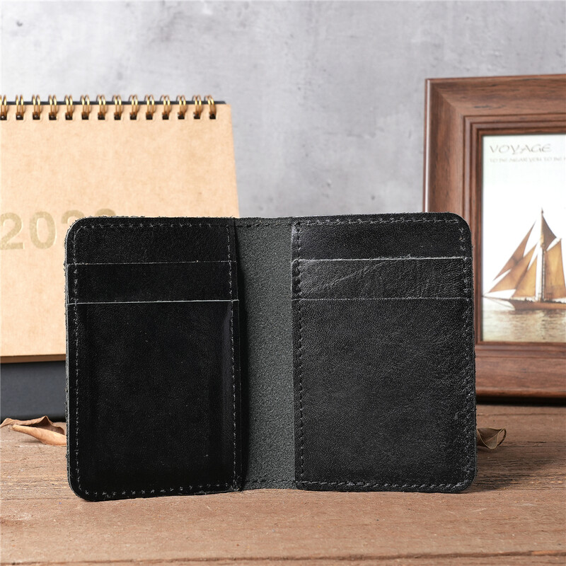 100%-ban valódi bőr hitelkártyatartós pénztárca Férfi karcsú pénztárca Kis bankkártya-tartók Férfi Retro Crazy Horse bőr pénztárca