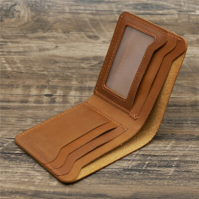 Portofel din piele Crazy Horse pentru bărbați, portofel din piele naturală, geantă pentru carduri, stil retro simplu european și american, poșetă pentru bărbați