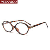 Peekaboo ochelari ovale unisex retro femei lentile clare TR90 cadru ochelari rotunzi mici pentru bărbați accesorii verde leopard cadou