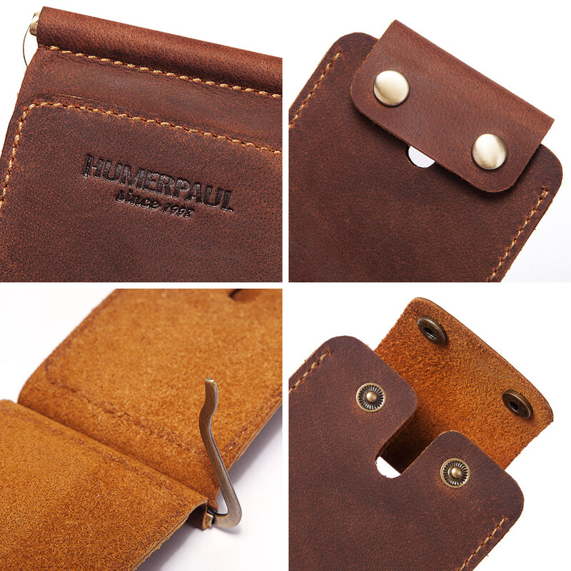 Szüret, új férfi csíptetős pénztárca Valódi bőr divatos üzleti hitelkártya pénztartó pénztárca férfi csíptetős tok Cuzdan Portfel