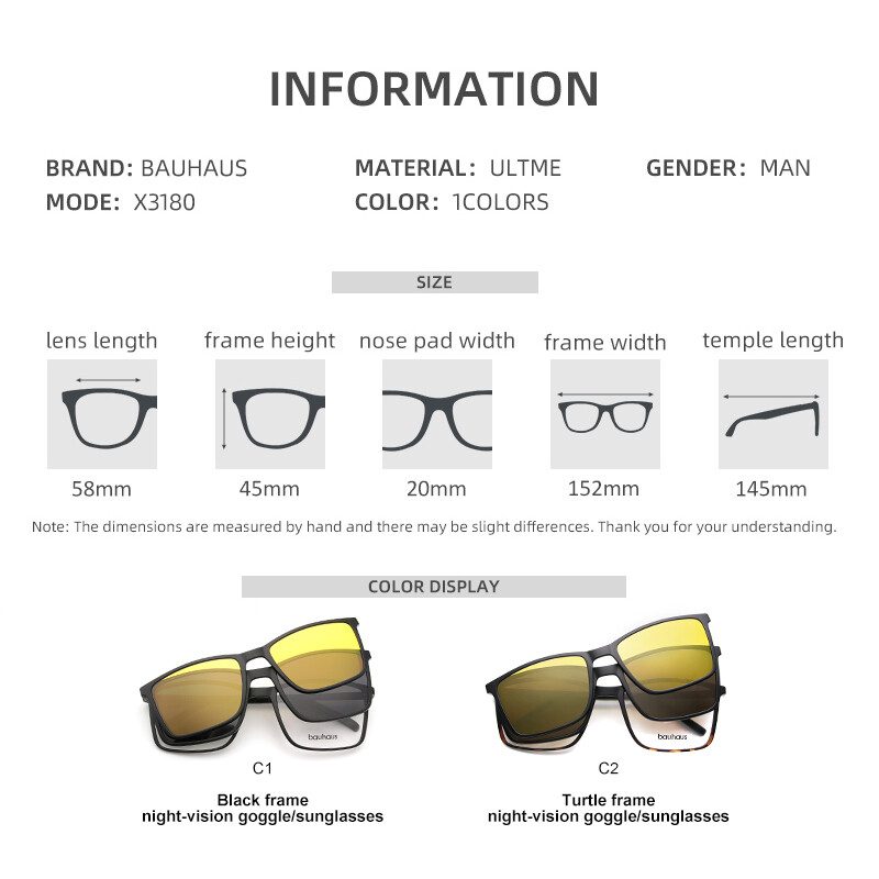 Magnet Ochelari de soare polarizați plat pentru bărbați ochelari cu cadru mare ultem Clip Ochelari de soare Ochelari pentru bărbați Clips X3180