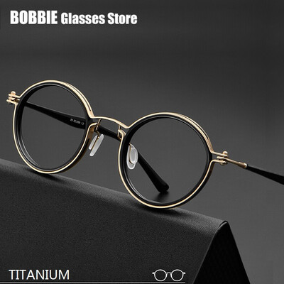 Japāņu roku darbs titāna īpaši vieglas retro apaļas brilles ietvars vīriešiem vintage brilles sievietēm itāļu zīmola dizains augstākā kvalitāte