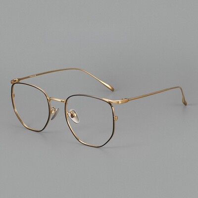 Retro antikék fény, sokszögű férfi szemüvegkeret Ultrakönnyű titán fényű luxus optikai dioptriás szemüvegkeret 10901