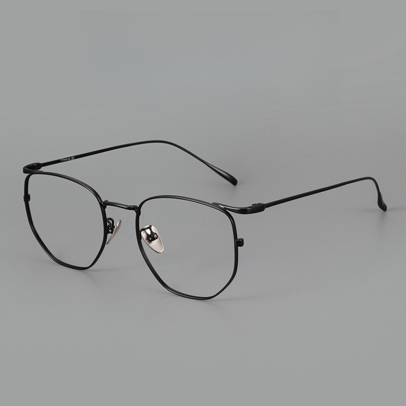 Retro antikék fény, sokszögű férfi szemüvegkeret Ultrakönnyű titán fényű luxus optikai dioptriás szemüvegkeret 10901