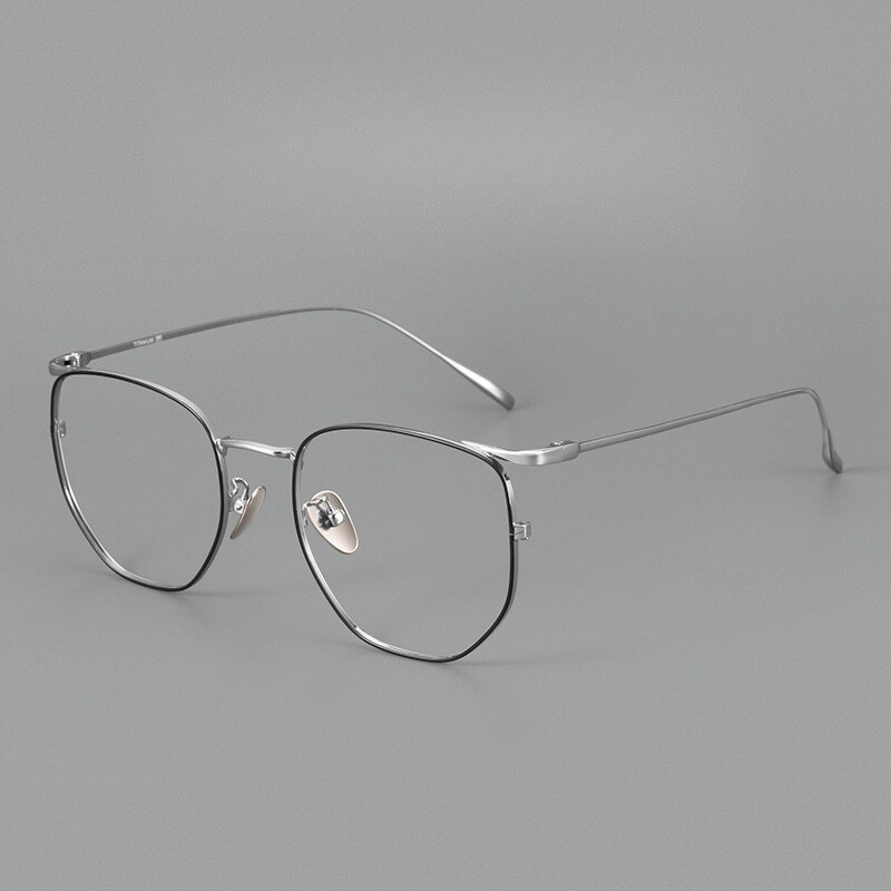 Retro antikék fény, sokszögű férfi szemüvegkeret Ultrakönnyű titán fényű luxus optikai dioptriás szemüvegkeret 10901