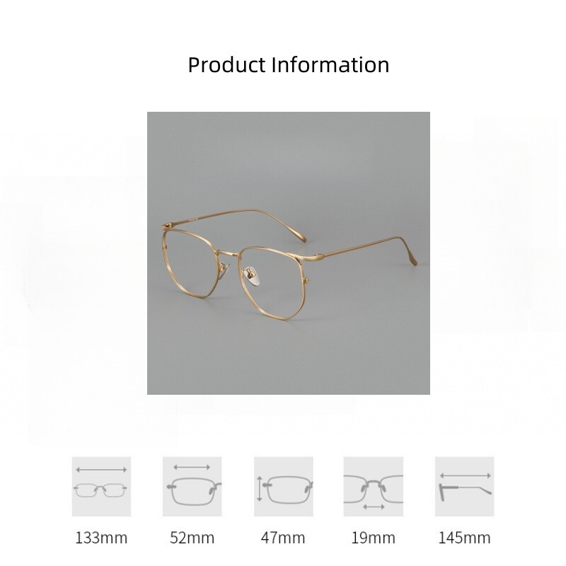 Retro antikék fény, sokszögű férfi szemüvegkeret Ultrakönnyű titán fényű luxus optikai dioptriás szemüvegkeret 10901