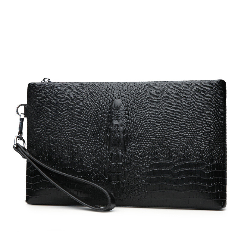 Poșetă pentru bărbați de marcă de lux Portofel lung de modă pentru bărbați, din piele, cu fermoar dublu, poșetă de afaceri, negru maro, ocazional pentru bărbați, geantă de bani la îndemână