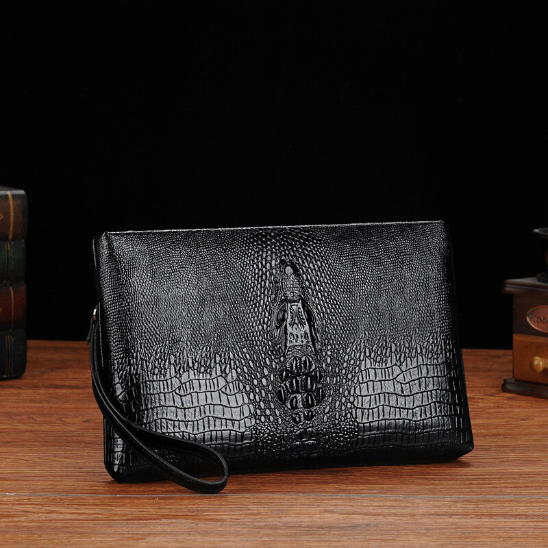 Poșetă pentru bărbați de marcă de lux Portofel lung de modă pentru bărbați, din piele, cu fermoar dublu, poșetă de afaceri, negru maro, ocazional pentru bărbați, geantă de bani la îndemână