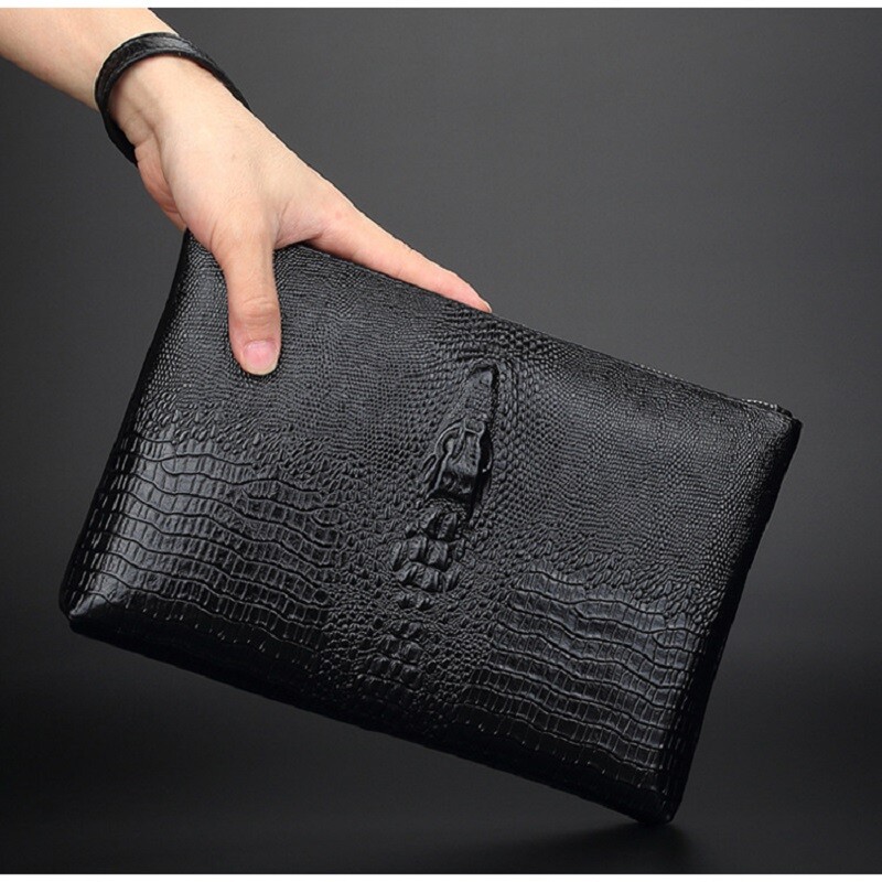 Poșetă pentru bărbați de marcă de lux Portofel lung de modă pentru bărbați, din piele, cu fermoar dublu, poșetă de afaceri, negru maro, ocazional pentru bărbați, geantă de bani la îndemână