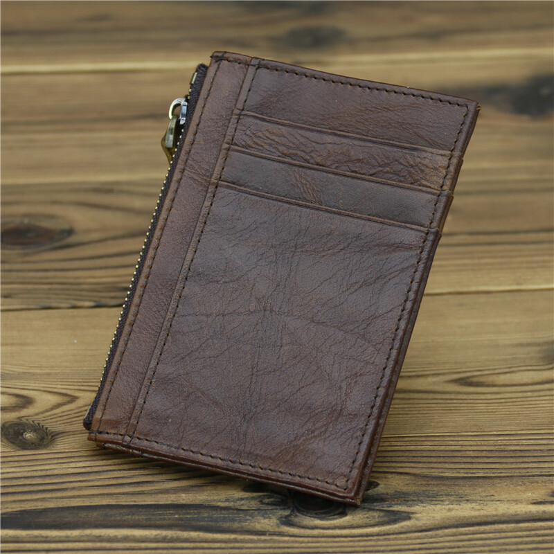 Férfi valódi bőr cipzáras érme pénztárca Wowen természetes bőr mini rövid pénztárca kártyatartó csere pénztárca férfi kuplungos pénztárcák