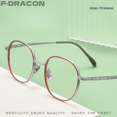 Σκελετός γυαλιών γυαλιών Pure Titanium Retro Double Circle Polygonal Polygonal γυναικείος σκελετός γυαλιών γυαλιών Νέα Super Elastic οπτικά συνταγογραφούμενα γυαλιά