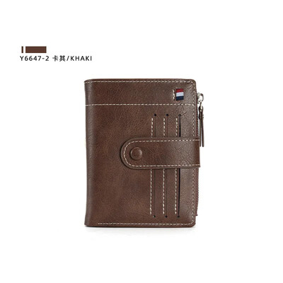 Klasisks vīriešu maks PU ādas īss karšu turētājs, ādas vīriešu somiņa Augstas kvalitātes dizaina vīriešu maks ar rāvējslēdzēja kabatu