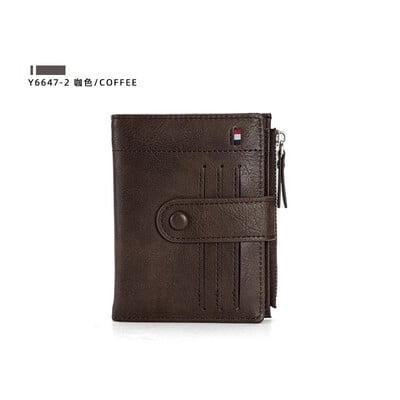 Klasisks vīriešu maks PU ādas īss karšu turētājs, ādas vīriešu somiņa Augstas kvalitātes dizaina vīriešu maks ar rāvējslēdzēja kabatu