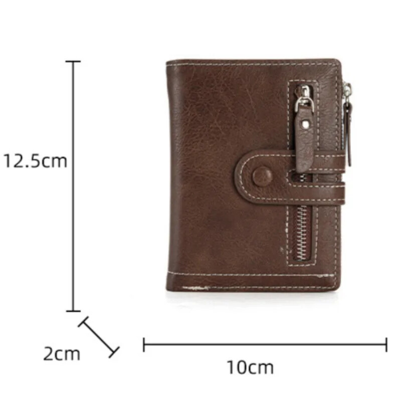 Klasisks vīriešu maks PU ādas īss karšu turētājs, ādas vīriešu somiņa Augstas kvalitātes dizaina vīriešu maks ar rāvējslēdzēja kabatu