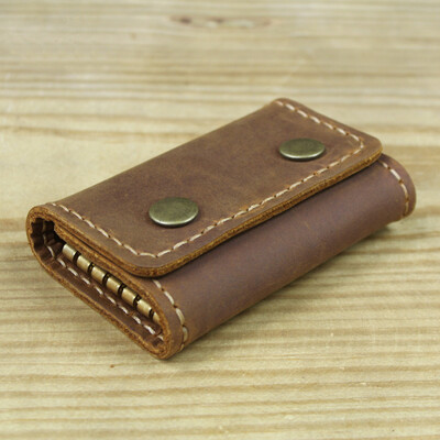 FANCODI rankų darbo vintažinis natūralios odos raktų laikiklis Vyriškas raktų pakabukas Odinis raktų piniginė Vyriškas raktų dėklas Moteriškas raktų laikiklis