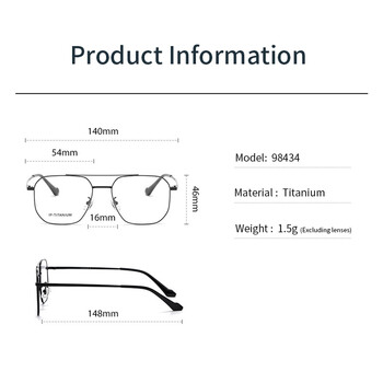 Xbora New Fashion Double Beam Pilot Glasses Frame Retro Glasses Pure Titanium Πολυτελή συνταγογραφούμενα γυαλιά ανδρών και γυναικών 98434