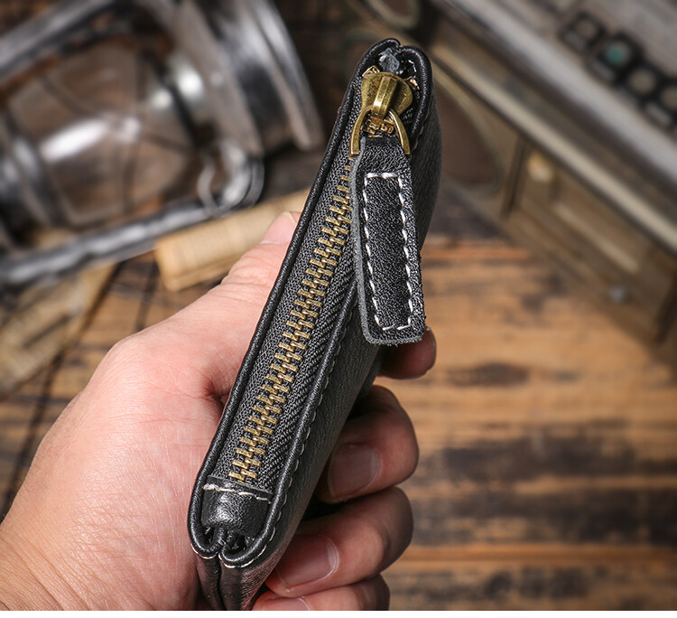 LUOKIR Natūralios odos monetų piniginė Vyriška maža kortelių krepšys Moteriška užtrauktuku trumpa piniginė Mini kortelių laikiklis Karvės odos pinigų krepšys