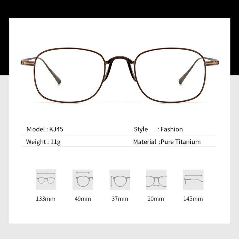 MOMOJA, la modă, noi, pur titan, rame de ochelari pentru bărbați, femei, rame ultraușoare de rețetă, ochelari pătrați optici KJ45