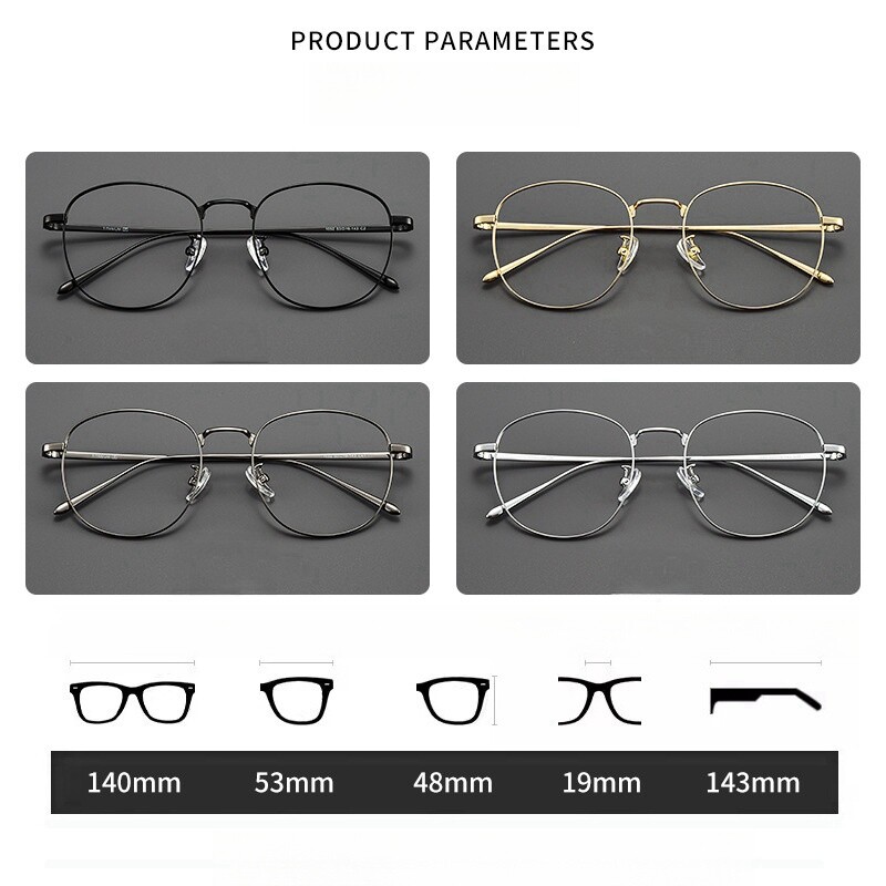 FIRADA Ochelari de vedere la modă Retro Ochelari de vedere rotunzi din titan pur Cadru de ochelari cu prescripție de afaceri confortabili pentru bărbați, femei 1052-C