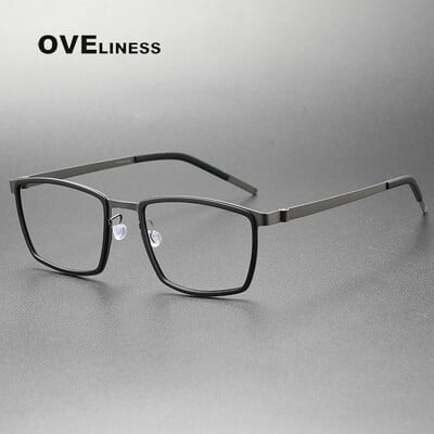 Ramă de ochelari din titan, marca Danemarca, bărbați, femei, vintage, pătrată, miopie, ochelari optici, cadru de ochelari prescripți fără șuruburi