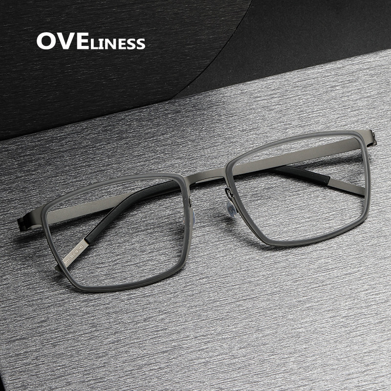 Ramă de ochelari din titan, marca Danemarca, bărbați, femei, vintage, pătrată, miopie, ochelari optici, cadru de ochelari prescripți fără șuruburi