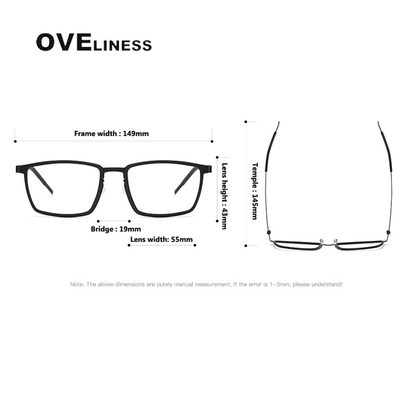 Ramă de ochelari din titan, marca Danemarca, bărbați, femei, vintage, pătrată, miopie, ochelari optici, cadru de ochelari prescripți fără șuruburi