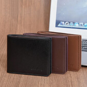 Ανδρικά δερμάτινα πορτοφόλια PU υψηλής χωρητικότητας Μικρό πορτοφόλι φωτογραφιών πολλαπλών θέσεων για vintage στερεό πορτοφόλι νομισμάτων Κομψό απλό, εξαιρετικά λεπτό πορτοφόλι