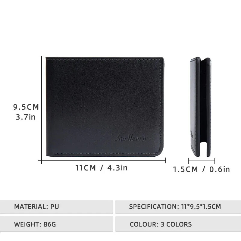 Ανδρικά δερμάτινα πορτοφόλια PU υψηλής χωρητικότητας Μικρό πορτοφόλι φωτογραφιών πολλαπλών θέσεων για vintage στερεό πορτοφόλι νομισμάτων Κομψό απλό, εξαιρετικά λεπτό πορτοφόλι