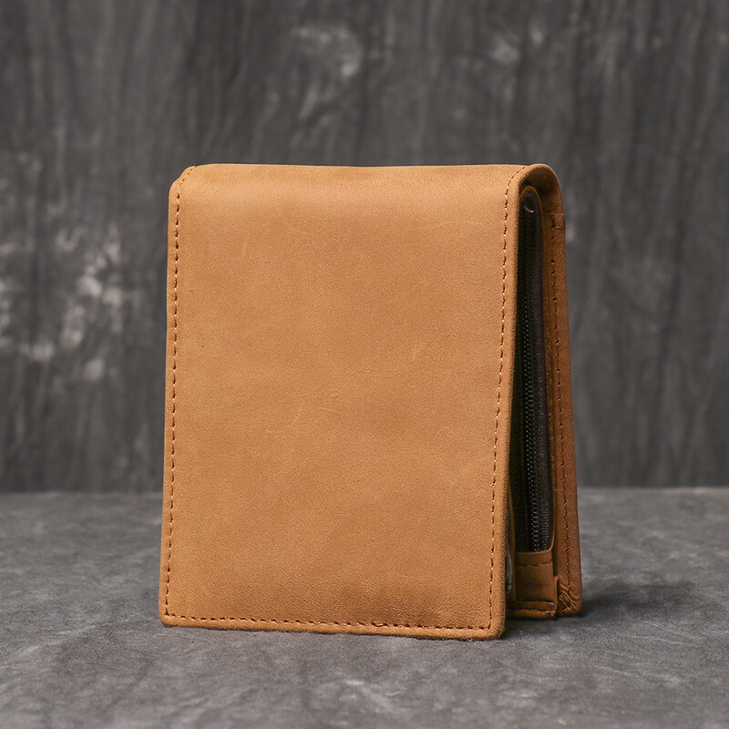 LUOKIR jauns augšējā slāņa govs ādas īss maciņš, īstas ādas retro RFID maiņas klips, Crazy Horse ādas vairāku slotu vīriešu kāršu soma