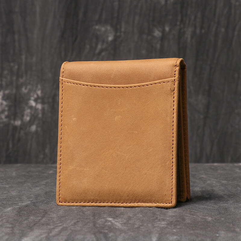 LUOKIR jauns augšējā slāņa govs ādas īss maciņš, īstas ādas retro RFID maiņas klips, Crazy Horse ādas vairāku slotu vīriešu kāršu soma