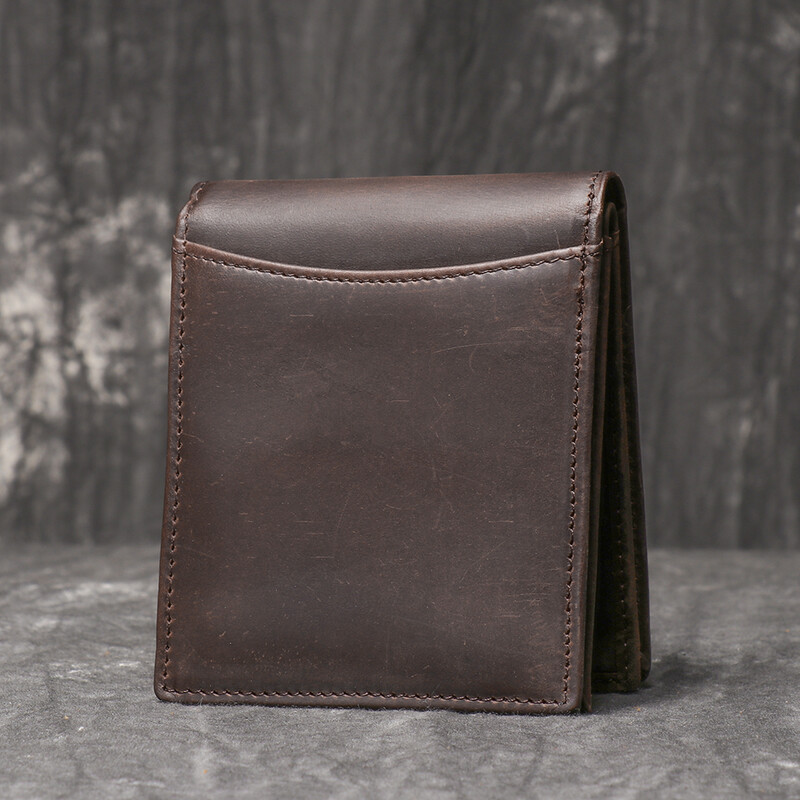 LUOKIR jauns augšējā slāņa govs ādas īss maciņš, īstas ādas retro RFID maiņas klips, Crazy Horse ādas vairāku slotu vīriešu kāršu soma