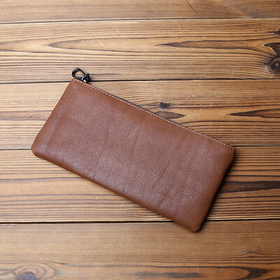 NZPJ Portofel lung pentru bărbați din piele Strat superior din piele Fermoar Portofel ultra-subțire Geantă de mână pentru telefon mobil la tendință retro Portofel simplu pentru damă